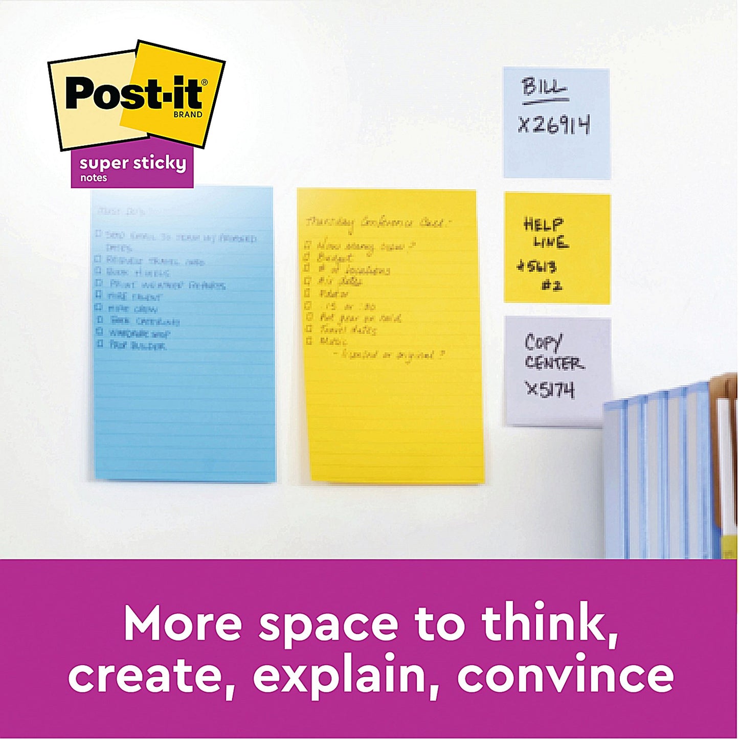Post-it Super Sticky Meeting Notes, 148 x 98mm, Bright Colours, Pack of 4 of 45 Notes