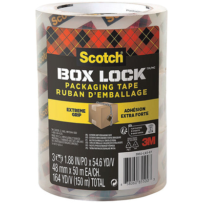 Scotch Box Lock Packing Tape 3in Core (Pack of 3) 3950-LR3-DC