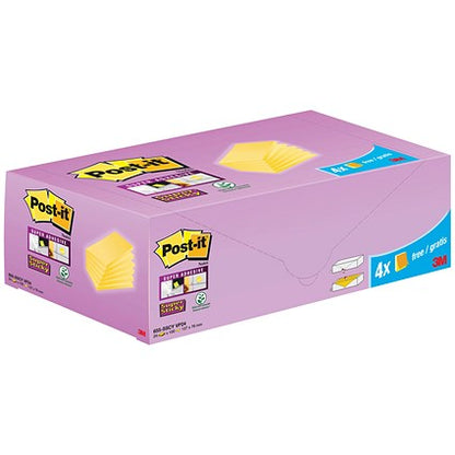 Post-it Super Sticky Notes, 127 x 76mm, Yellow, Pack of 24 x 90 Notes
