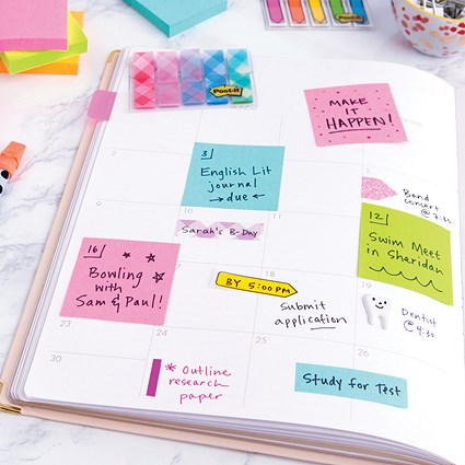 Post-it Note Cube, 76 x 76mm, Neon Assorted, 450 Notes per Cube