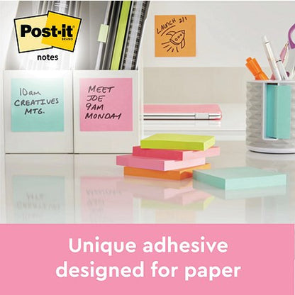 Post-it Note Cube, 76 x 76mm, Neon Assorted, 450 Notes per Cube