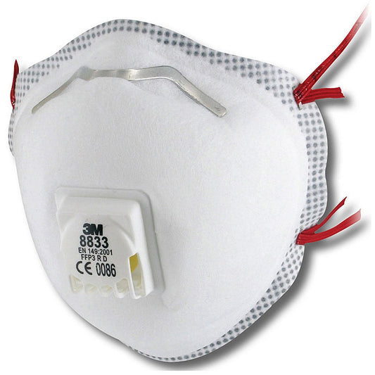 3M 8833 FFP3V Valved Mask, White, Pack of 10 Easy2Order : 3M8833