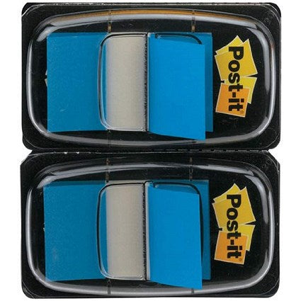 Post-it Index Tabs Dispenser with Blue Tabs, 25 x 43mm, Pack of 2(100 Flags in total)