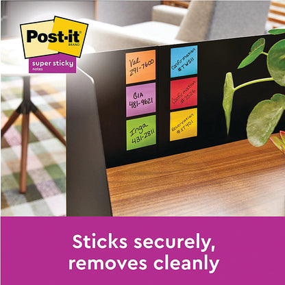 Post-it Super Sticky Z-Notes, 76 x 76mm, Oasis, Pack of 5 x 90 Z-Notes