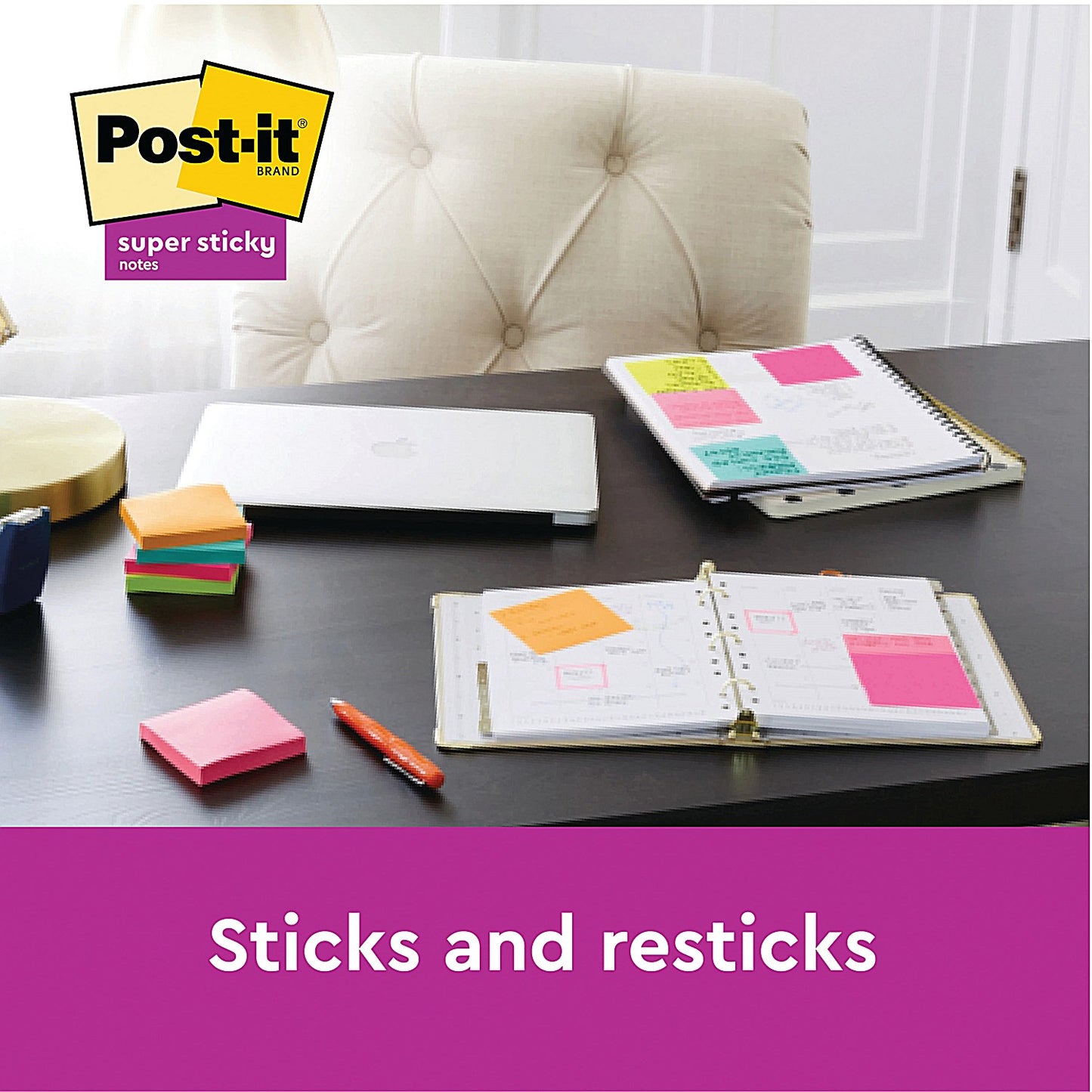 Post-it Super Sticky Z-Notes, 76 x 76mm, Oasis, Pack of 5 x 90 Z-Notes
