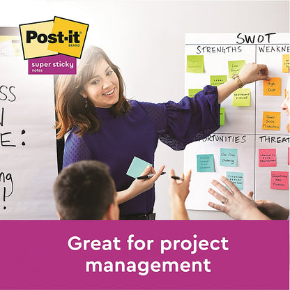 Post-it Super Sticky Z-Notes, 76 x 76mm, Oasis, Pack of 5 x 90 Z-Notes
