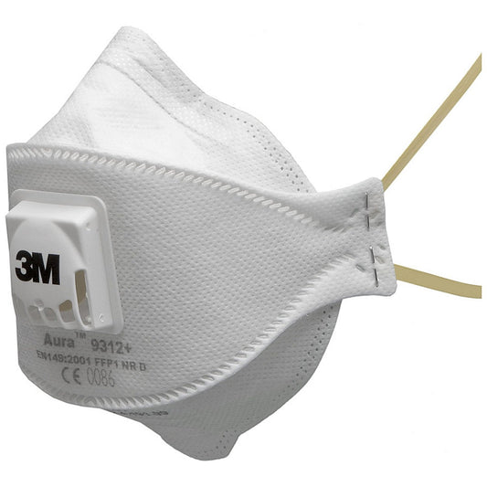 3M 9312+ Aura Flat-Fold Valved Mask, White, Pack of 10 Easy2Order : 3M9312PLUS