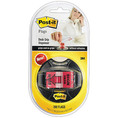 Post-it Index Tabs Sign Here Red with Desk Grip Dispenser (Pack of 200)