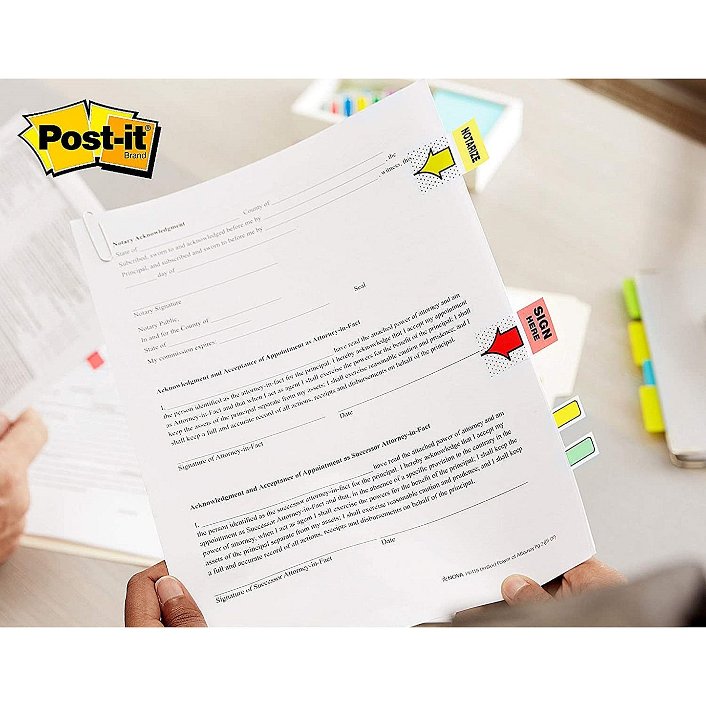 Post-it Index Tabs Sign Here Red with Desk Grip Dispenser (Pack of 200)