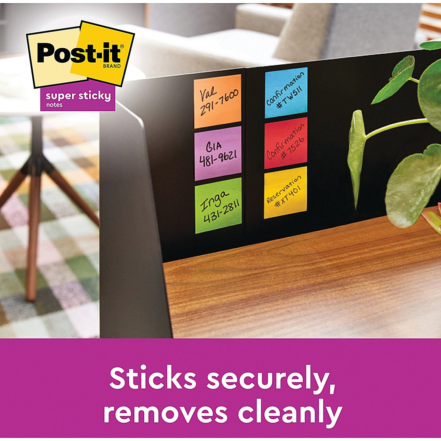 Post-it Super Sticky Notes, 76 x 76mm, Cosmic, Pack of 6 x 90 Notes