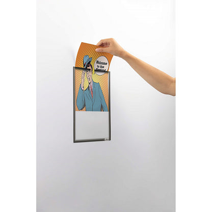 Durable Self Adhesive Easy-Insertion Info Pocket Signage, A4, Grey, Pack of 5