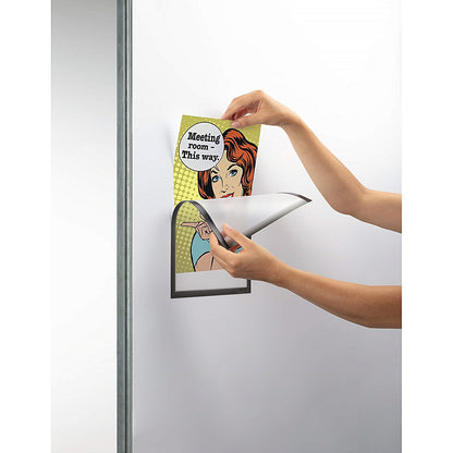 Durable Magnetic Easy-Insertion Info Pocket Signage for Metal, A4, Grey, Pack of 5