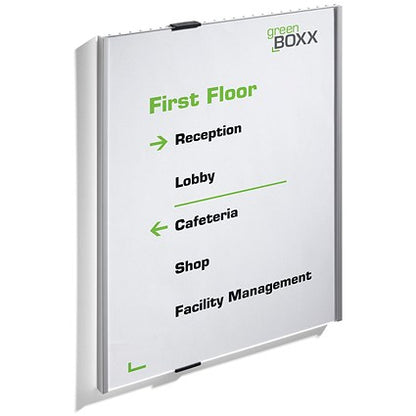 Durable Info Sign Anodised Aluminium Door Sign Holder, A3, Portrait, Grey