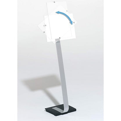 Durable Crystal Sign Aluminium Display Panel Floor Stand, A3, 1.25m, Silver