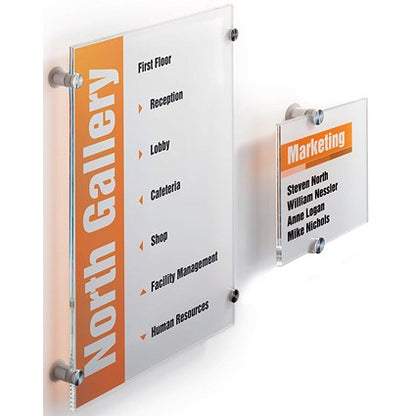 Durable Crystal Sign Frameless Acrylic Door Sign Holder, 148x148mm, Clear
