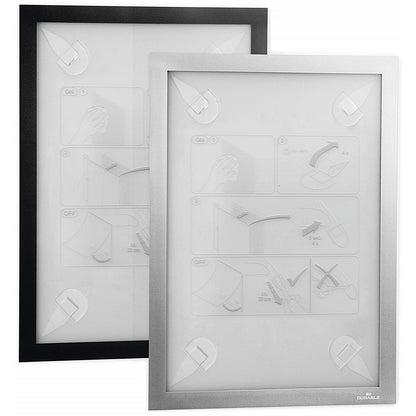 Durable Duraframe Wallpaper Self Adhesive Signage Frame, A4, Silver