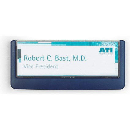 Durable Adhesive Click Sign Wall Mounted Door Sign Holder, 149x52.5mm, Blue