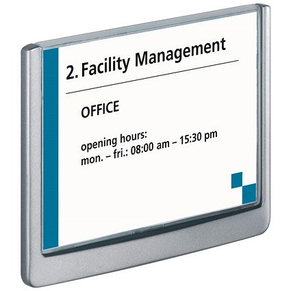Durable Adhesive Click Sign Wall Mounted Door Sign Holder, 149x105.5mm, Grey