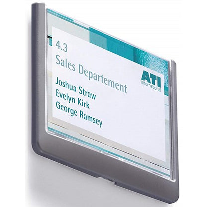 Durable Adhesive Click Sign Wall Mounted Door Sign Holder, 149x105.5mm, Grey