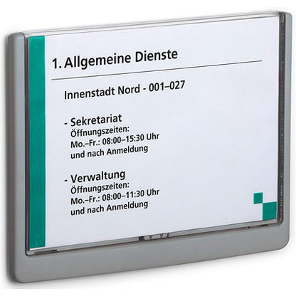 Durable Adhesive Click Sign Wall Mounted Door Sign Holder, A5, Graphite Grey
