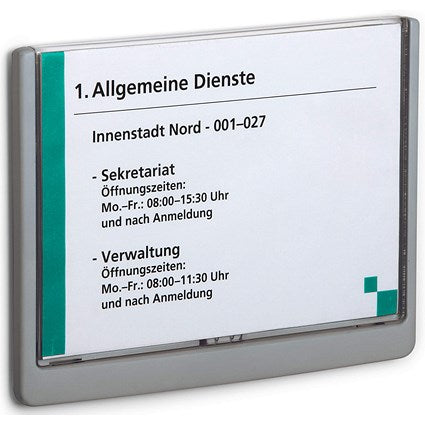 Durable Adhesive Click Sign Wall Mounted Door Sign Holder, A5, Graphite Grey