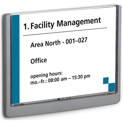 Durable Adhesive Click Sign Wall Mounted Door Sign Holder, A5, Graphite Grey