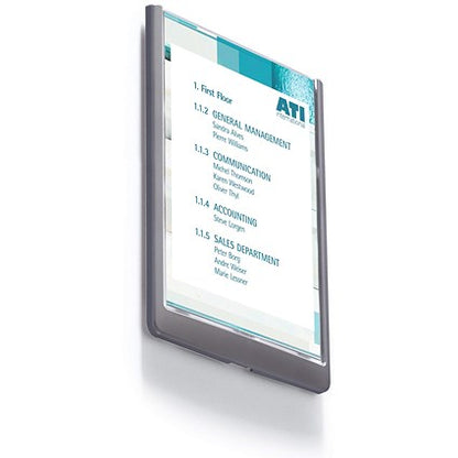 Durable Adhesive Click Sign Wall Mounted Door Sign Holder, A4, Graphite Grey