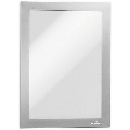 Durable Duraframe Self Adhesive Signage Frame, A5, Silver, Pack of 2