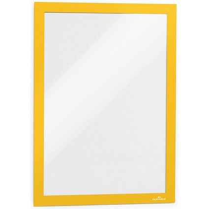 Durable Duraframe Self Adhesive Signage Frame, A4, Yellow, Pack of 2