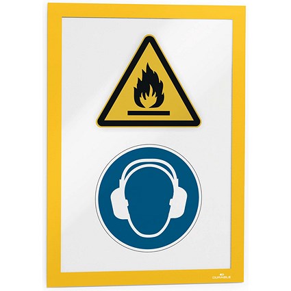 Durable Duraframe Self Adhesive Signage Frame, A4, Yellow, Pack of 2