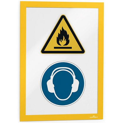 Durable Duraframe Self Adhesive Signage Frame, A4, Yellow, Pack of 2
