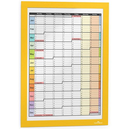 Durable Duraframe Self Adhesive Signage Frame, A4, Yellow, Pack of 2