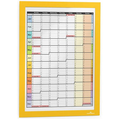 Durable Duraframe Self Adhesive Signage Frame, A4, Yellow, Pack of 2