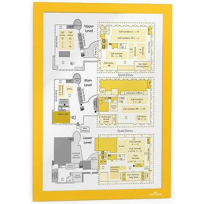 Durable Duraframe Self Adhesive Signage Frame, A4, Yellow, Pack of 2