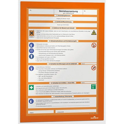 Durable Duraframe Self Adhesive Signage Frame, A4, Orange, Pack of 2