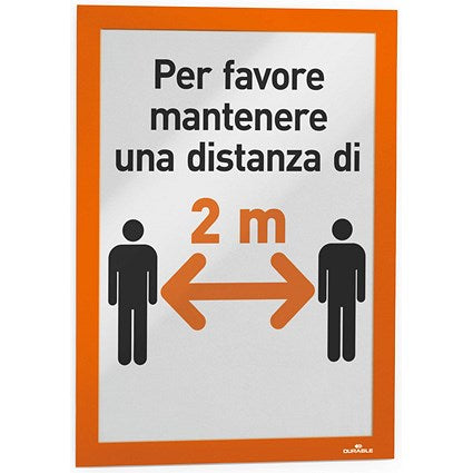 Durable Duraframe Self Adhesive Signage Frame, A4, Orange, Pack of 2