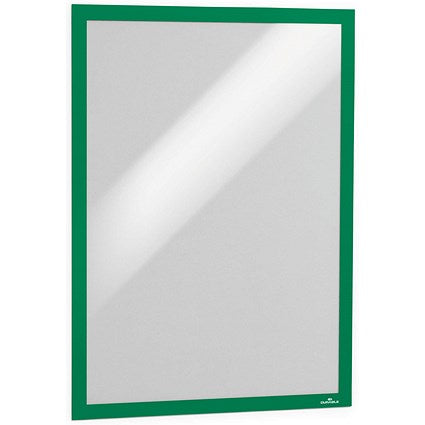 Durable Duraframe Self Adhesive Signage Frame, A3, Green, Pack of 2