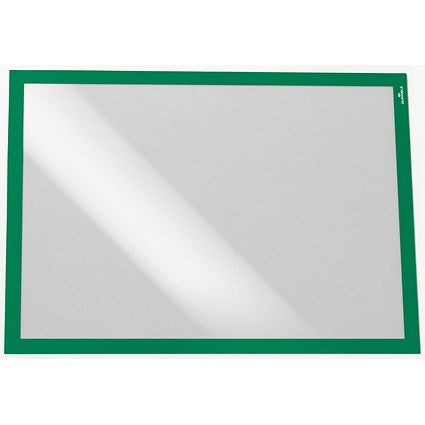 Durable Duraframe Self Adhesive Signage Frame, A3, Green, Pack of 2