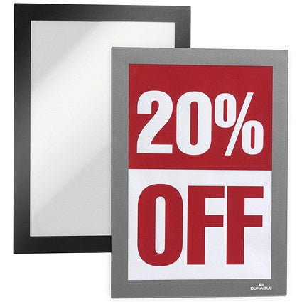 Durable Duraframe Self Adhesive Signage Frame, A5, Black, Pack of 10