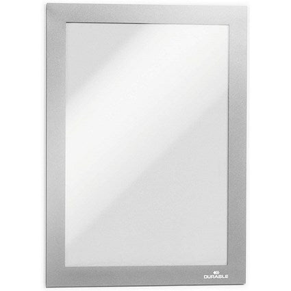 Durable Duraframe Self Adhesive Signage Frame, A5, Silver, Pack of 10
