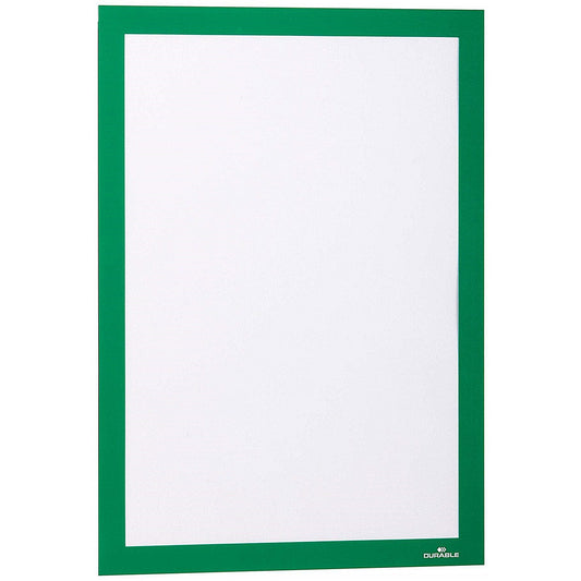 Durable Duraframe Self Adhesive Signage Frame, A4, Green, Pack of 10 Easy2Order : 488205