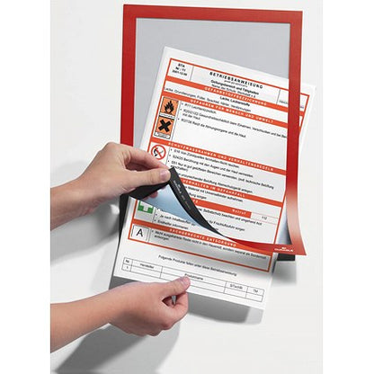 Durable Duraframe Self Adhesive Signage Frame, A4, Red