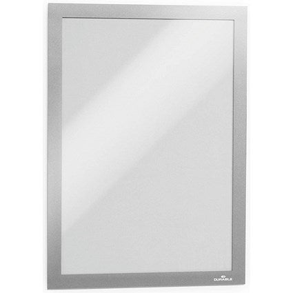Durable Duraframe Self Adhesive Signage Frame, A4, Silver