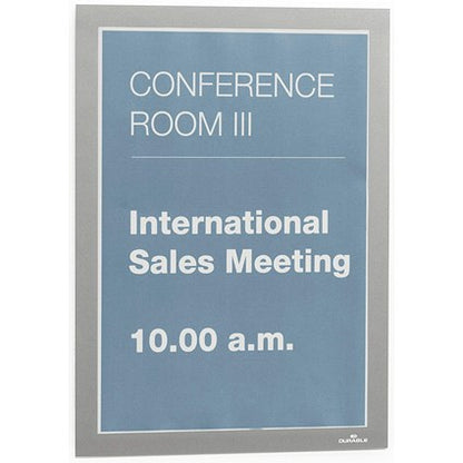 Durable Duraframe Self Adhesive Signage Frame, A4, Silver