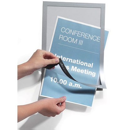 Durable Duraframe Self Adhesive Signage Frame, A4, Silver
