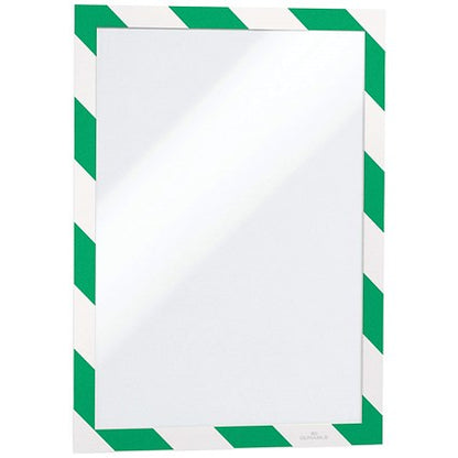 Durable Duraframe Adhesive Hazard Frame, A4, Green & White, Pack of 2