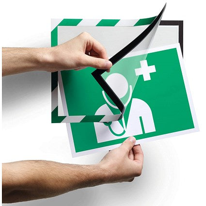 Durable Duraframe Adhesive Hazard Frame, A4, Green & White, Pack of 2