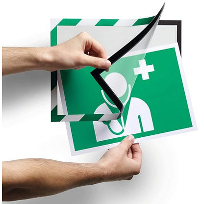Durable Duraframe Adhesive Hazard Frame, A4, Green & White, Pack of 2