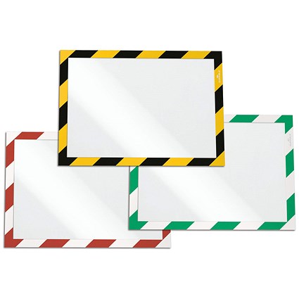Durable Duraframe Adhesive Hazard Frame, A4, Green & White, Pack of 2