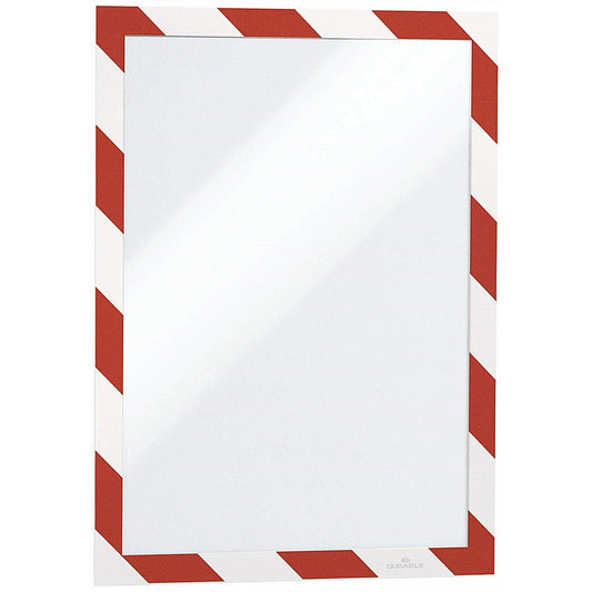 Durable Duraframe Adhesive Hazard Frame, A4, Red & White, Pack of 2 Easy2Order : 4944132